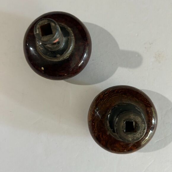 Antique Tiger Swirl Brown Mabled Door Knobs - Picture 2 of 4